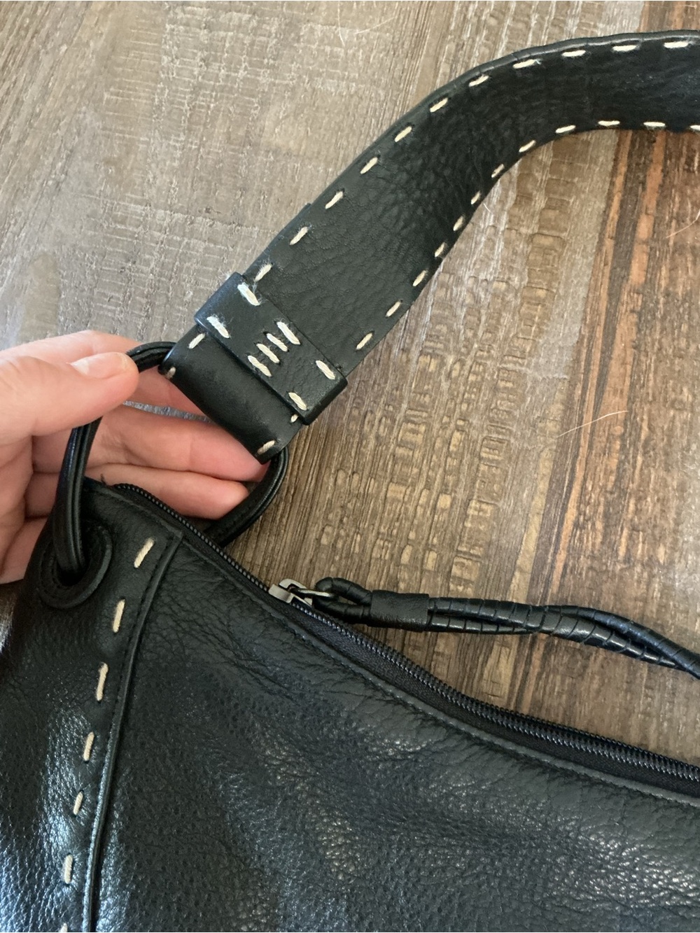 Sigrid Olsen Black Pebbled Leather Sloutchy Half Moon Hobo Shoulder Bag - Picture 11 of 12